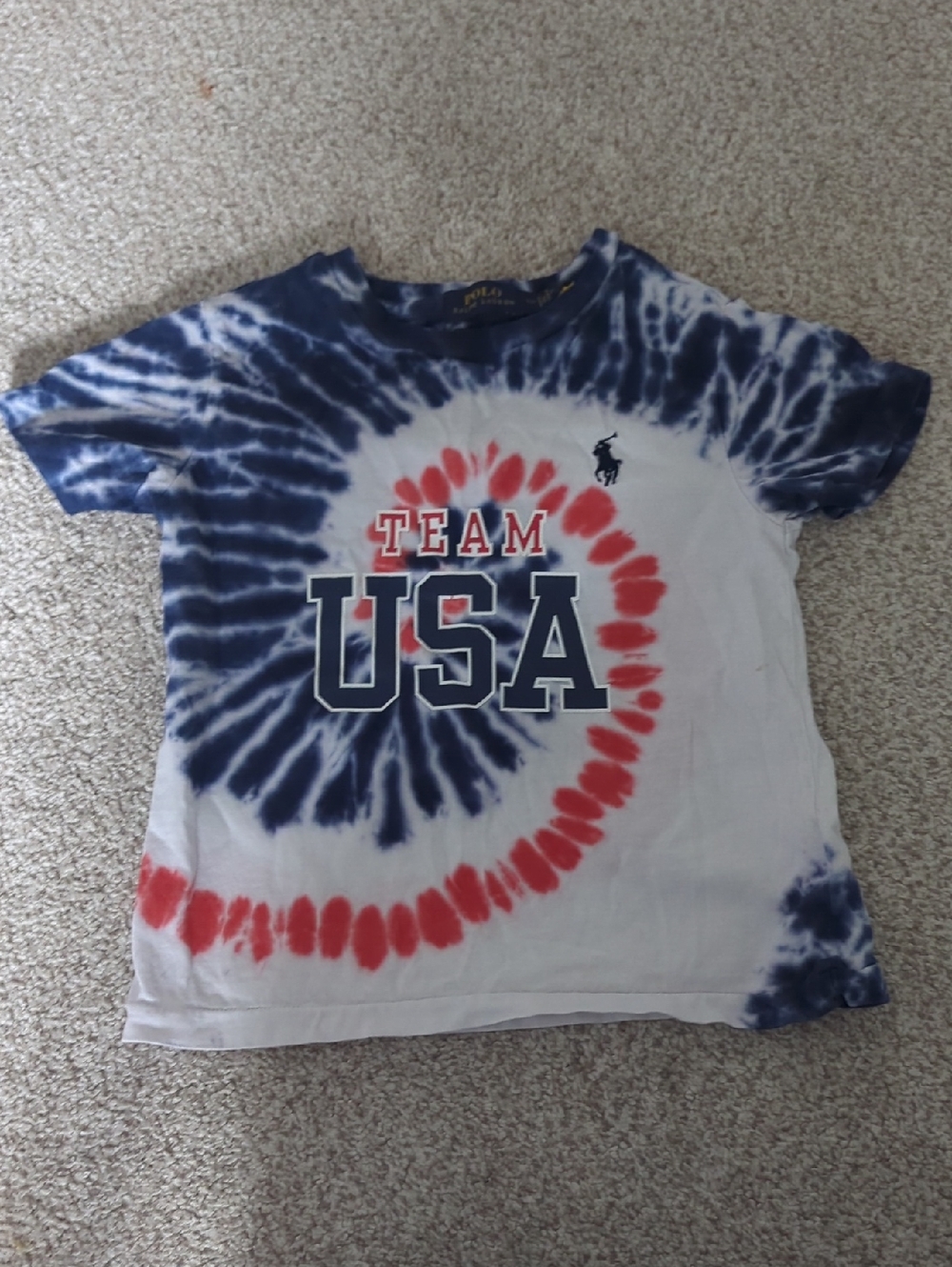 Ralph Lauren Kids Tie-Dye TEAM USA Tee - Navy, Red & White